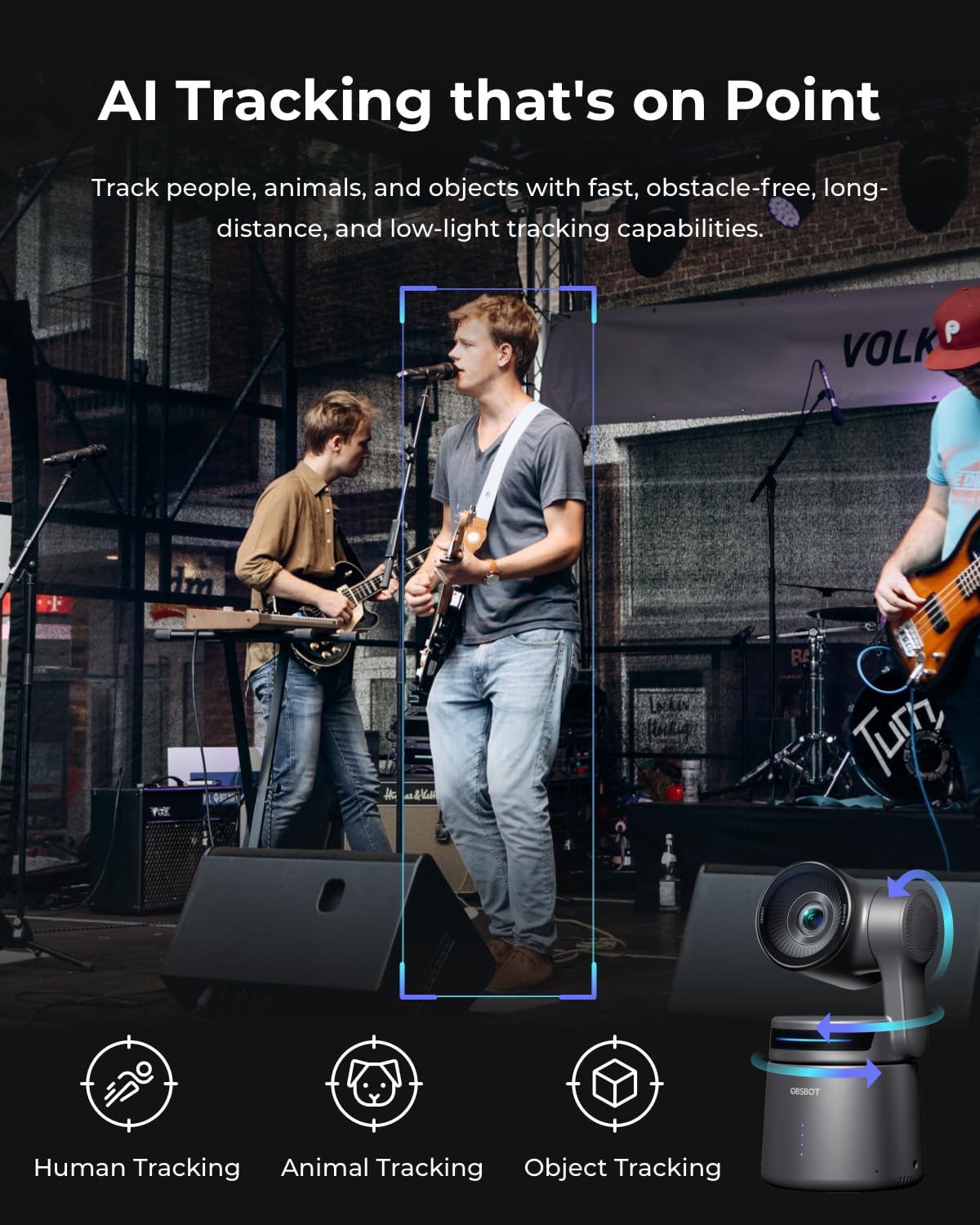 FAZE1 AI-Powered Tracking PTZ Camera, AI-Powered Tracking PTZ Camera with NDI Support, Intelligent APP, Gesture Control, Wireless Webcam Live Stream for Churches, Sports, Music Live, etc.