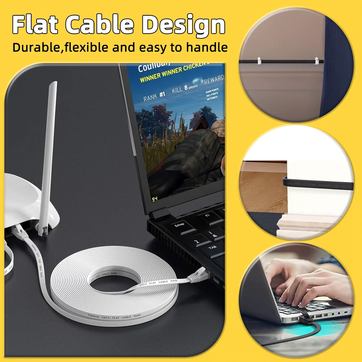 Ethernet Cable Cat 6 Flat UTP Network Cable RJ 45 Patch LAN Cable 1M 2M 3M 5M 10M 15M 20M for TV Box PC PS 5 Internet Cable CAT6