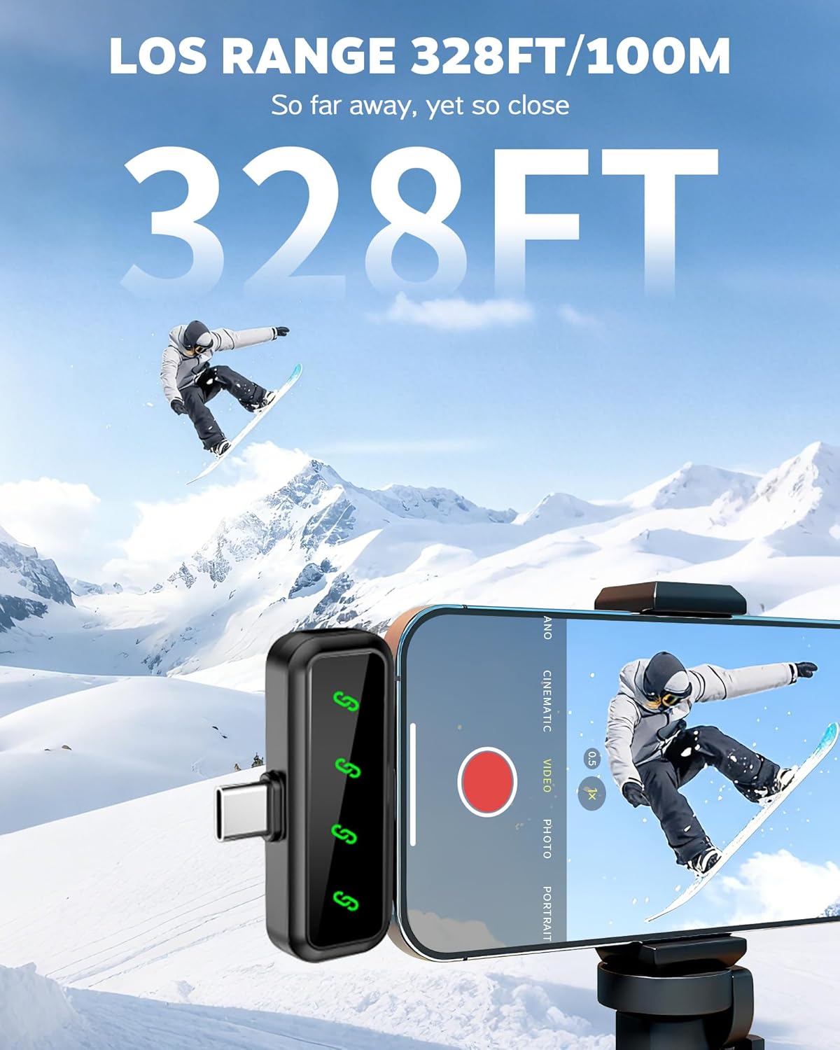 3-in-1 Wireless Lavalier Microphone for iPhone, Android, Cameras - Mini Microphone with Digital Display & Noise Reduction, 20H Battery Life, Mic for Video Recording, TikTok, YouTube, Vlogging