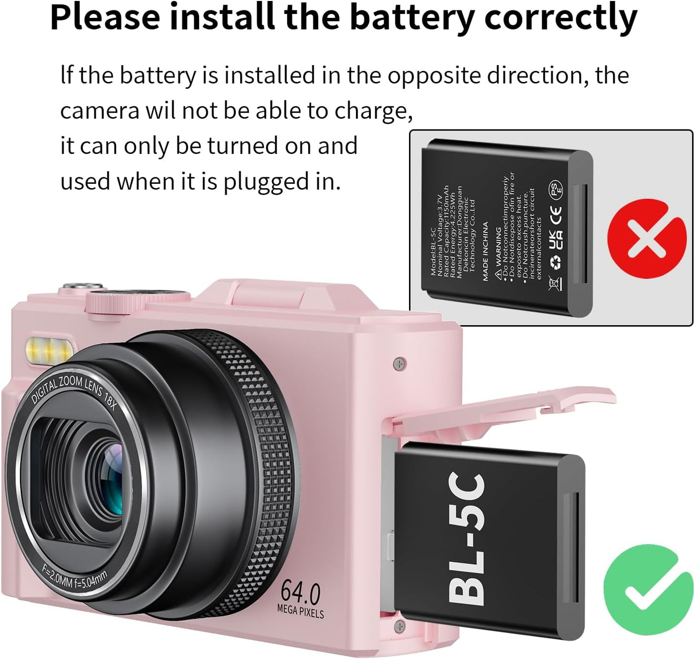 4K Digital Camera for Photography, 64MP Vlogging Camera for YouTube with 3" 180° Flip Screen, 18X Digital Zoom Point and Shoot Camera with 32GB Micro SD Card for Beginner (Black)