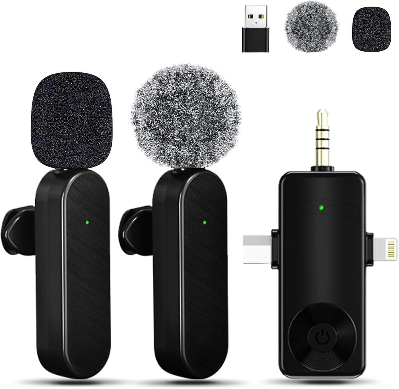 3-in-1 Wireless Lavalier Microphone for iPhone, Android, Cameras - Mini Microphone with Digital Display & Noise Reduction, 20H Battery Life, Mic for Video Recording, TikTok, YouTube, Vlogging