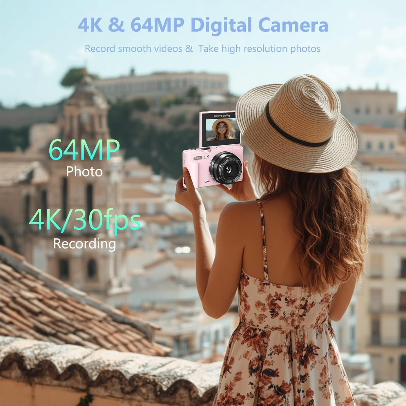4K Digital Camera for Photography, 64MP Vlogging Camera for YouTube with 3" 180° Flip Screen, 18X Digital Zoom Point and Shoot Camera with 32GB Micro SD Card for Beginner (Black)