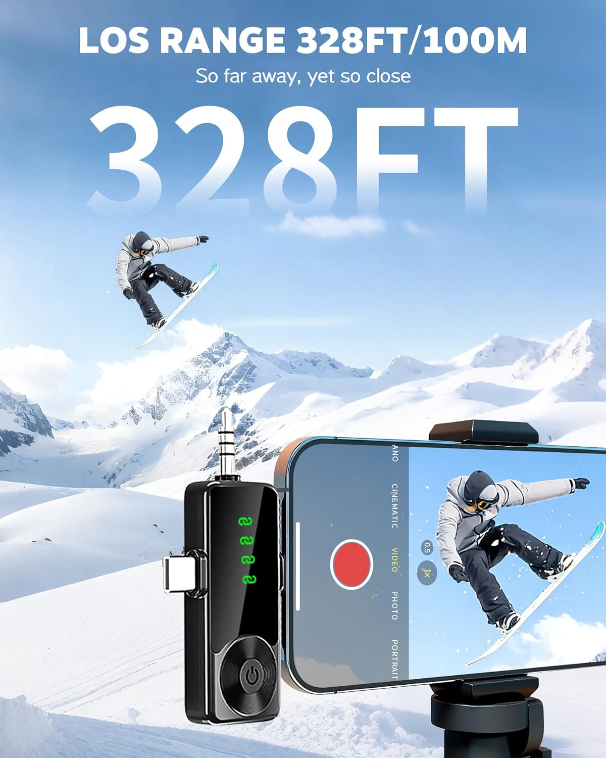 3-in-1 Wireless Lavalier Microphone for iPhone, Android, Cameras - Mini Microphone with Digital Display & Noise Reduction, 20H Battery Life, Mic for Video Recording, TikTok, YouTube, Vlogging