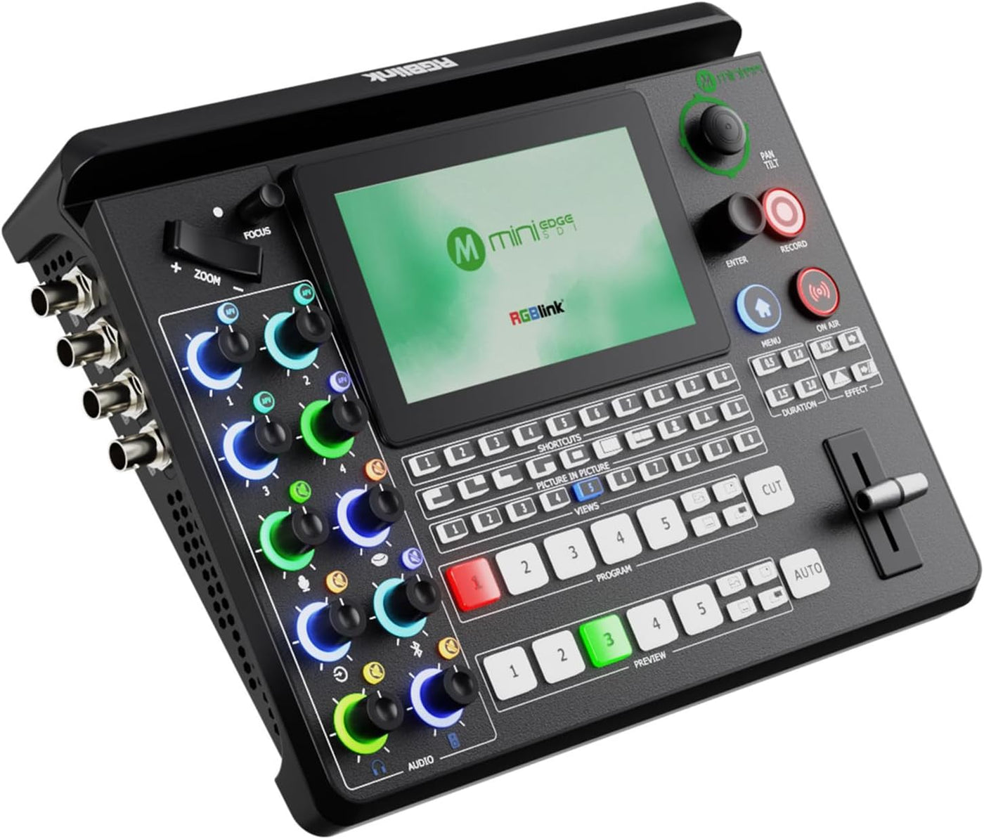 FAZE1 RGBlink mini-Edge SDI All-in-One Live Video Switcher Recorder with 4K SDI/HDMI Inputs, UVC, NDI, PTZ & Audio Mixer – Pro Streaming Kit for Live Streaming, Podcasting, Content Creation