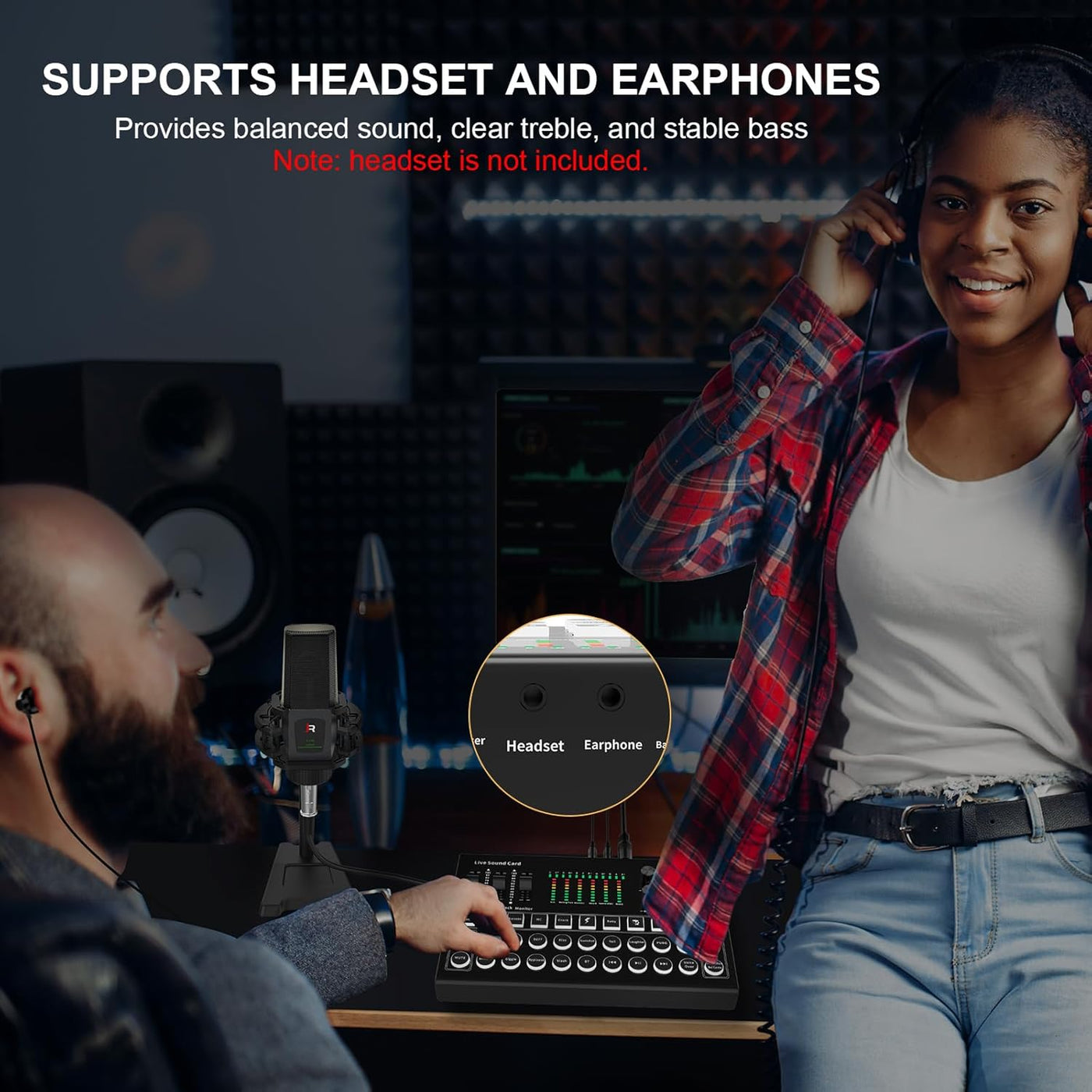 FAZE 1 ALL IN ONE Podcast Equipment Bundle, All-in-One Audio Interface DJ Mixer with Microphone, Stand, Monitor Earphone, Audio Mixer With Sound card for PC/Laptop/Phone, Streaming/Podcasting/Gaming (M9 Set)