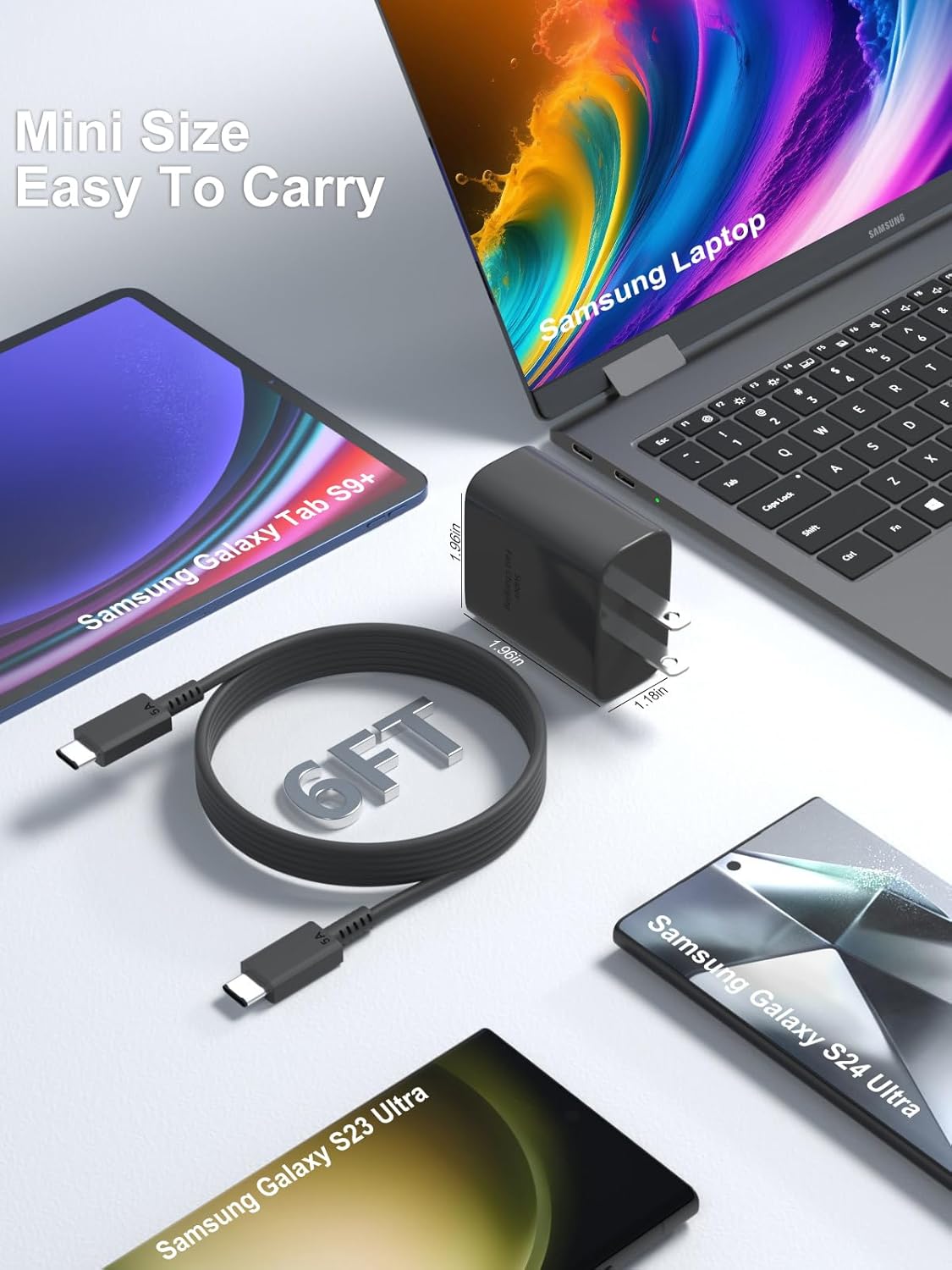 2 Pack 45W USB C Fast Charger for Samsung Fast Charger Compatible with Samsung S24 Ultra/S23/S22/S21 USB C Charger with 6FT/1.8M USB C Cable Type C Fast Charging S20/Note 20/10/Tab S9/S8/S7