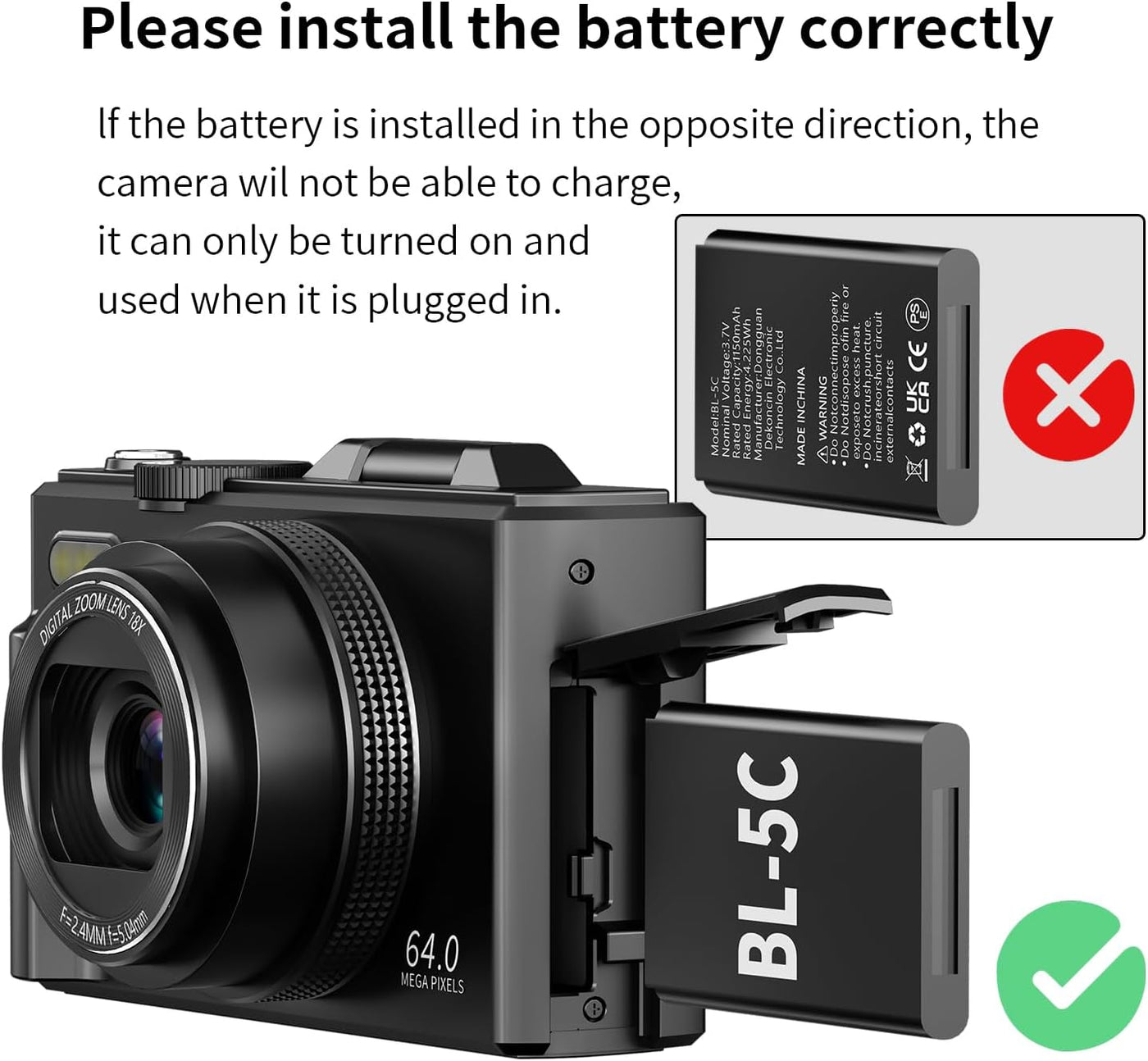 4K Digital Camera for Photography, 64MP Vlogging Camera for YouTube with 3" 180° Flip Screen, 18X Digital Zoom Point and Shoot Camera with 32GB Micro SD Card for Beginner (Black)