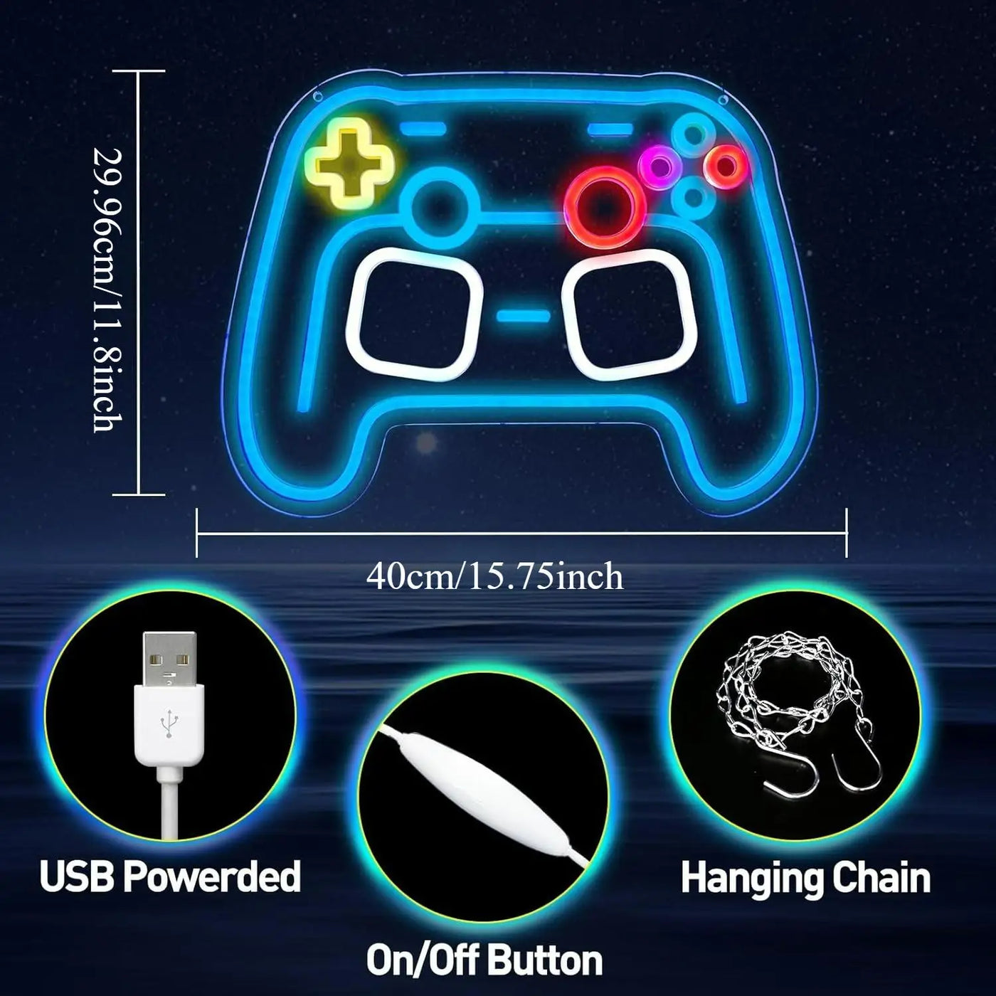 Gaming Neon Sign Controller USB Dimmable LED Neon Lights for Game Room Man Cave Boys Room Decor Personzalized Gifts for Kids