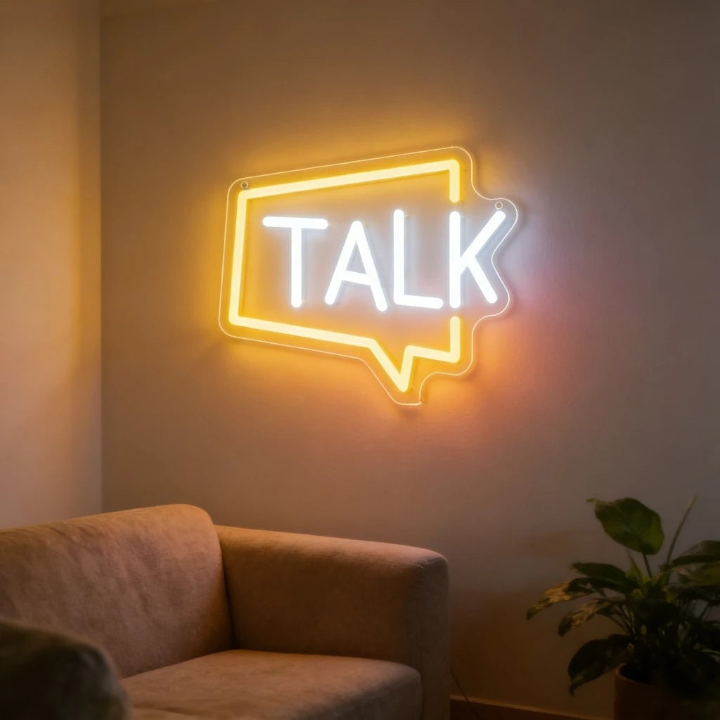 Speech Bubble TALK Neon Sign Office LED Neon Light USB Dimmable for Podcast Studio Bedroom Therapy Space Speech Event Wall Decor