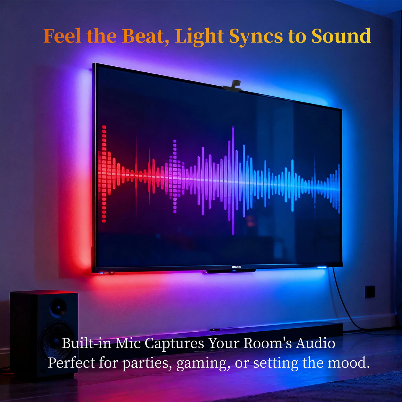 WACUAAO AI LED TV Backlight with Camera, Screen Color Sync, Music Mode for TV 40-85 Inch, Home Cinema Gaming Ambiance Lighting