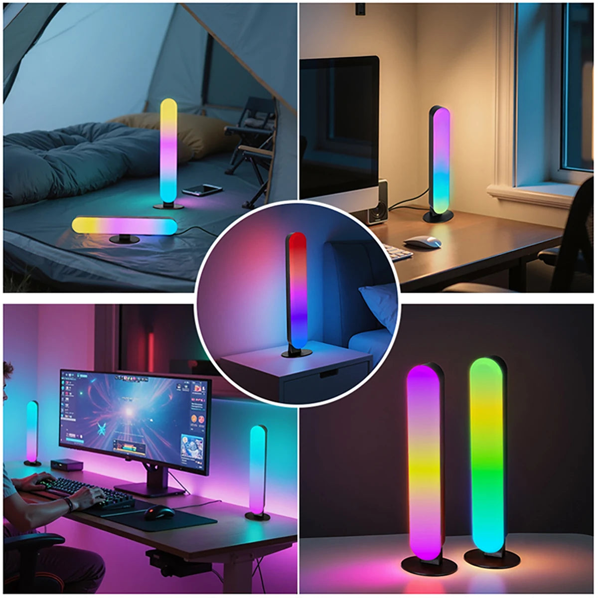 2 Led Strip Lights, Rgb Color Changing, 24-Key Remote Control, Symphony Ambiance, Music Rhythm, Ambient Lighting, Suitable for Rooms, Gaming, Tv, Parties, Christmas, USB Powered