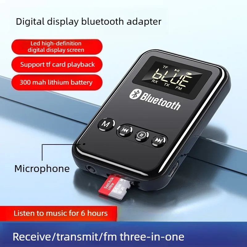 Bluetooth 5.0 Receiver Transmitter 2-in-1 Adapter Suitable for Computer Speakers Car FM