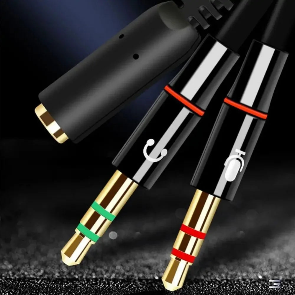 3.5mm Headphone Microphone Audio Splitter Female to Dual 2 Male Y Cable Converter Adapter For Computer PC Laptop Gaming Headset