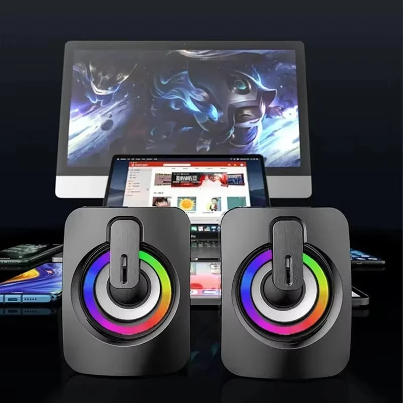 Mini Computer Speaker Small Home Stereo Subwoofer Surround Sound 3.5MM AUX Music Player for Computers Laptops