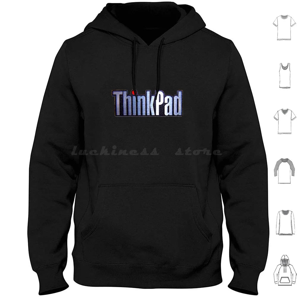Thinkpad Logo Realistic Hoodies Long Sleeve Thinkpad Think Logo Ibm Shiny Emblem Metal Realistic Laptop Pc Windows 1990