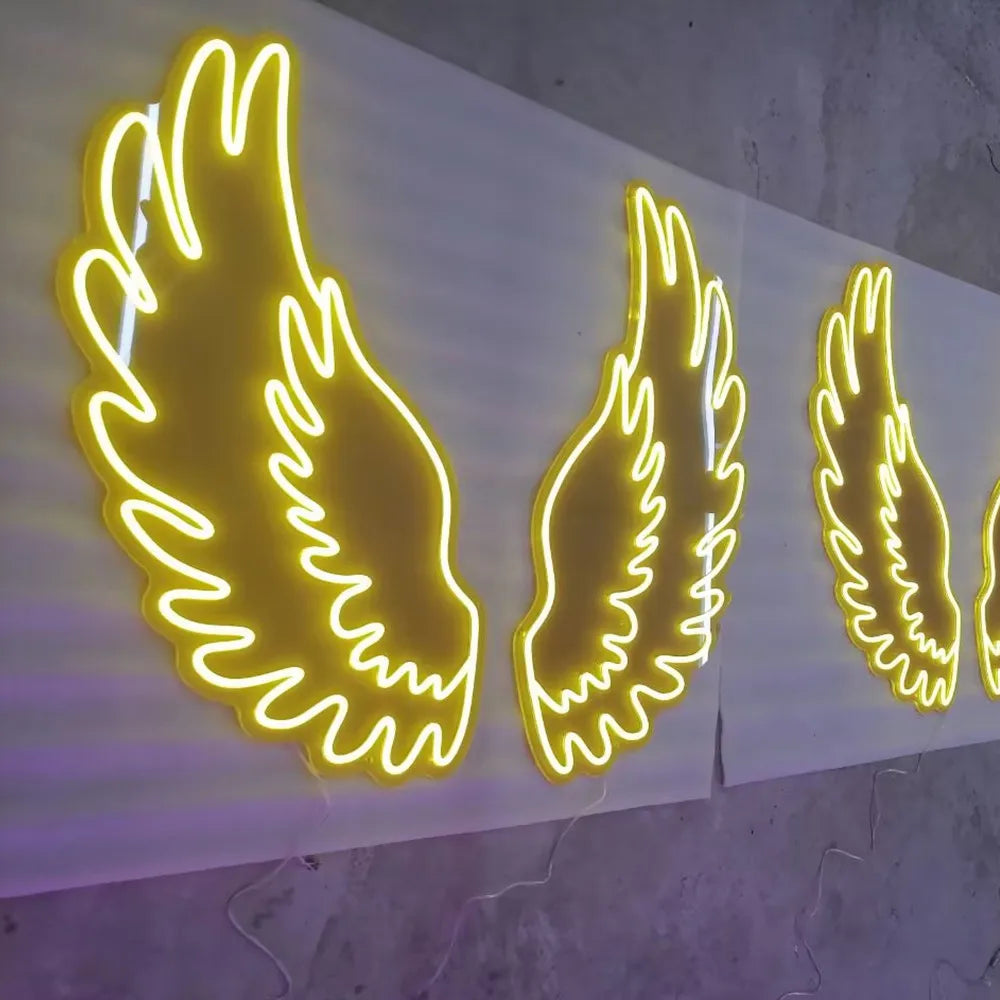 Custom Angel Wings Neon Decor - LED Wings Neon Light with Dimmable Option for Bedroom, Beauty Salon & Gaming Room Wall Art