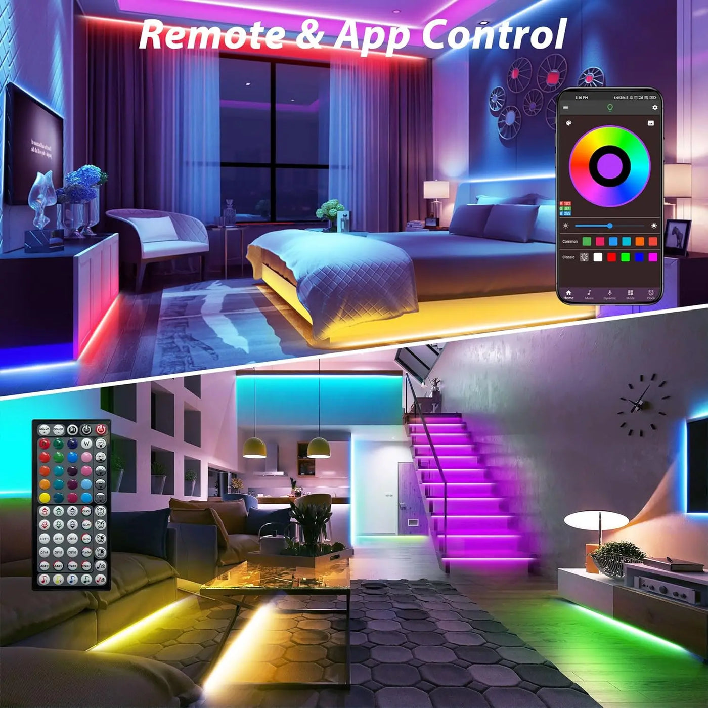 Smart RGB Gaming Light Strip USB 5V 5050 Music Sync Remote & APP Control Christmas Lights Flexible Tape Gaming Room TV Backlight