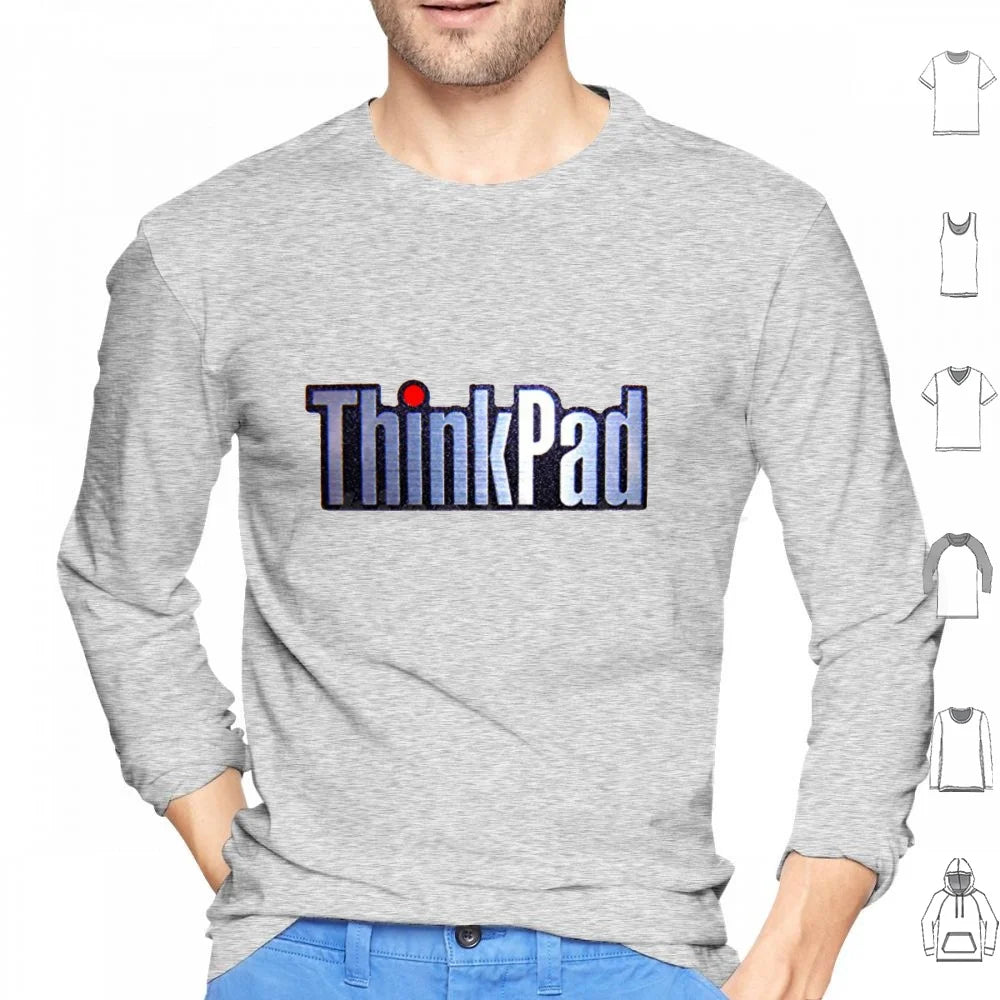 Thinkpad Logo Realistic Hoodies Long Sleeve Thinkpad Think Logo Ibm Shiny Emblem Metal Realistic Laptop Pc Windows 1990