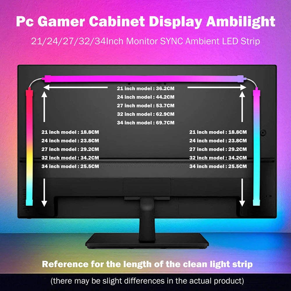 5V USB RGB WS2811B LED Neon Display PC Backlight Strip Light Atmosphere Screen APP Music Sync Decor Kit for Party Gaming Room