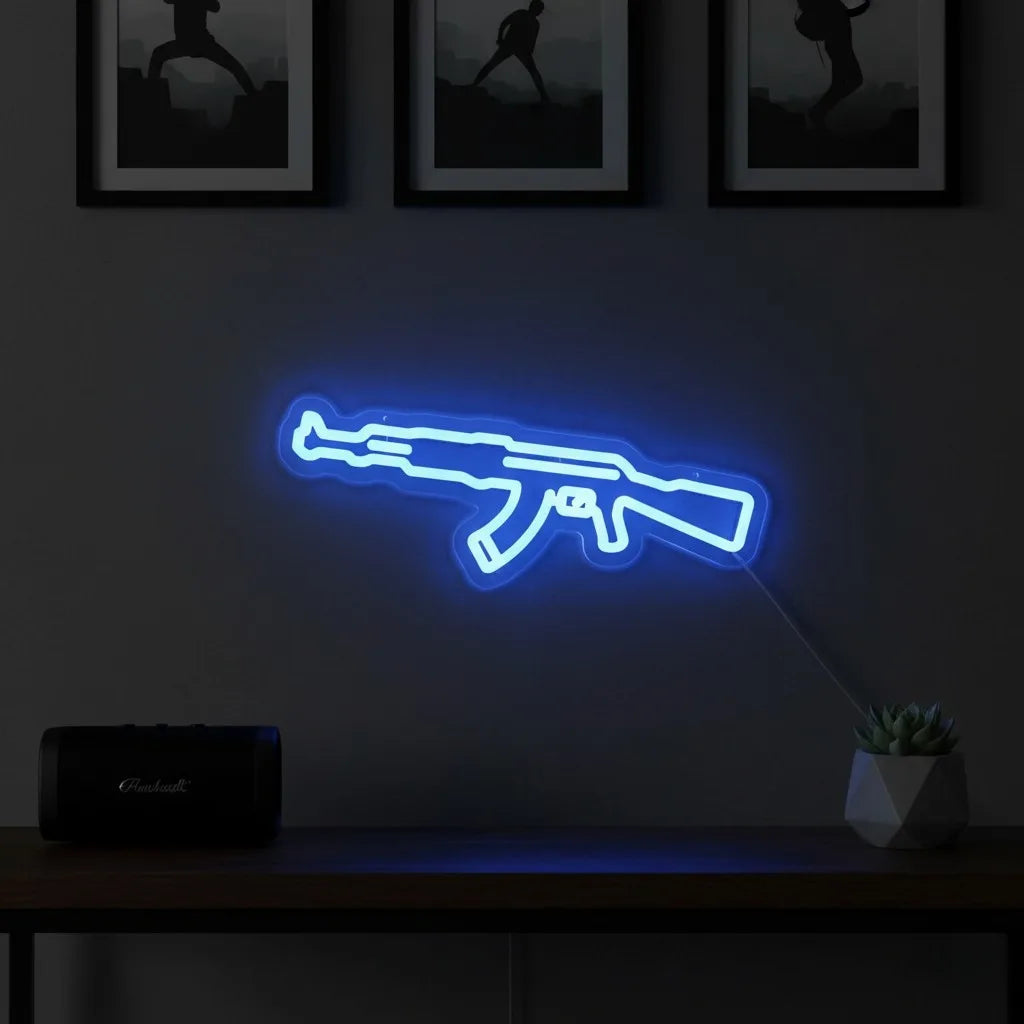 AK Shape Neon Sign - USB-Powered Wall Mounted Gaming Decor with Switch Vibrant E-Sports/Party/Game Room Lighting Wall Decoration