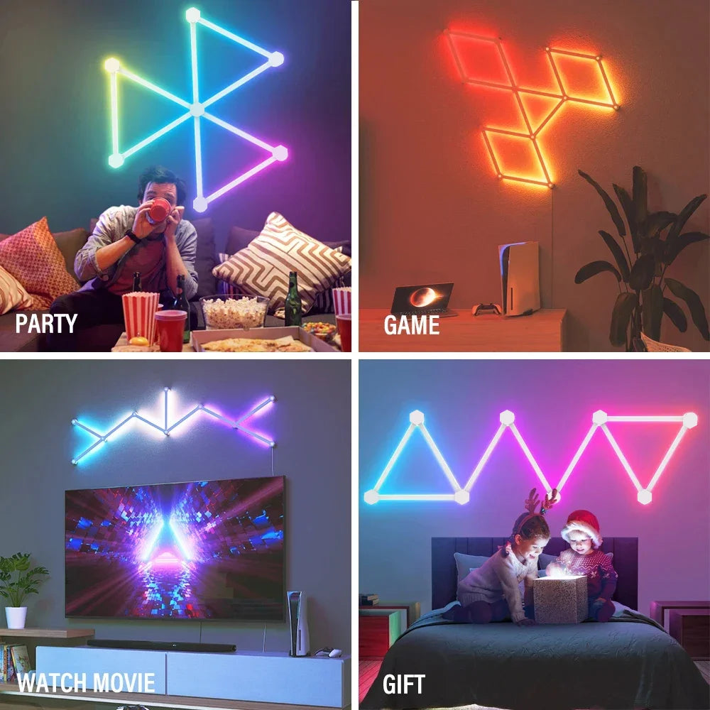DIY 5V Smart Splicing Quantum Light RGB Creative Gaming Ambient Light Wall Decor Night Light USB Light Strip Music Rhythm Sync