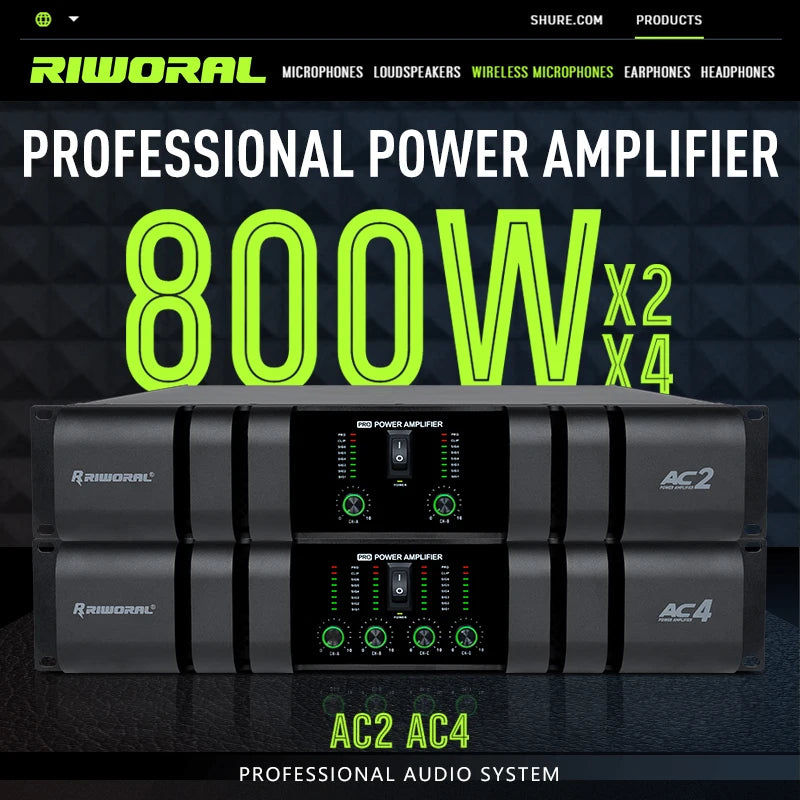 2026 AC2 Hot Selling Hifi Power Amplifier 2 Channel 800W Professional Audio Speaker Power Amplifiers for DJ Club Party