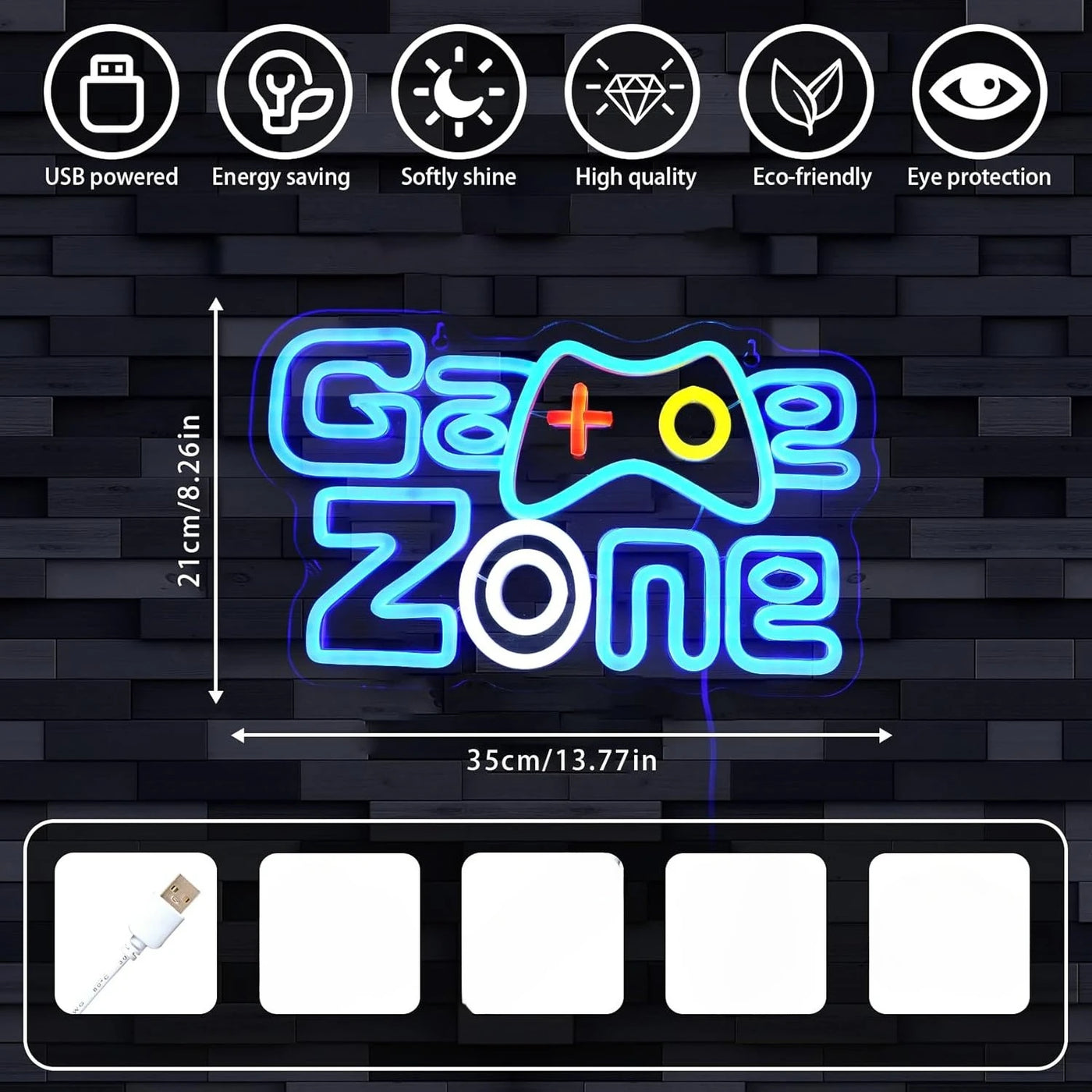 Game Zone Neon Sign Room Decor Art Wall Light USB LED Neon Light for Gaming Room Club Bar Aesthetic Bedroom Decoration Gift