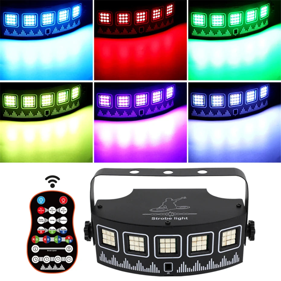 ALIEN LED RGB Disco DJ Strobe Light Party Holiday Christmas Music Club Bar Sound Activated Flash Gradient Stage Lighting Effect