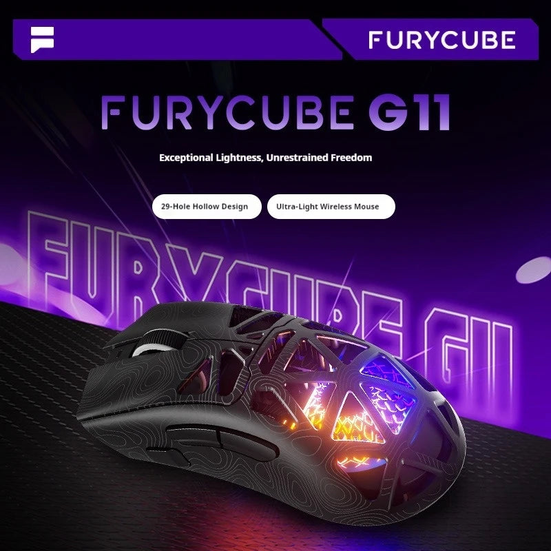 New Hot Furycube G11 Wireless Mouse Game Bluetooth Third Simulation Exam Paw3311 Lightweight Hollow Design Rgb Mouse