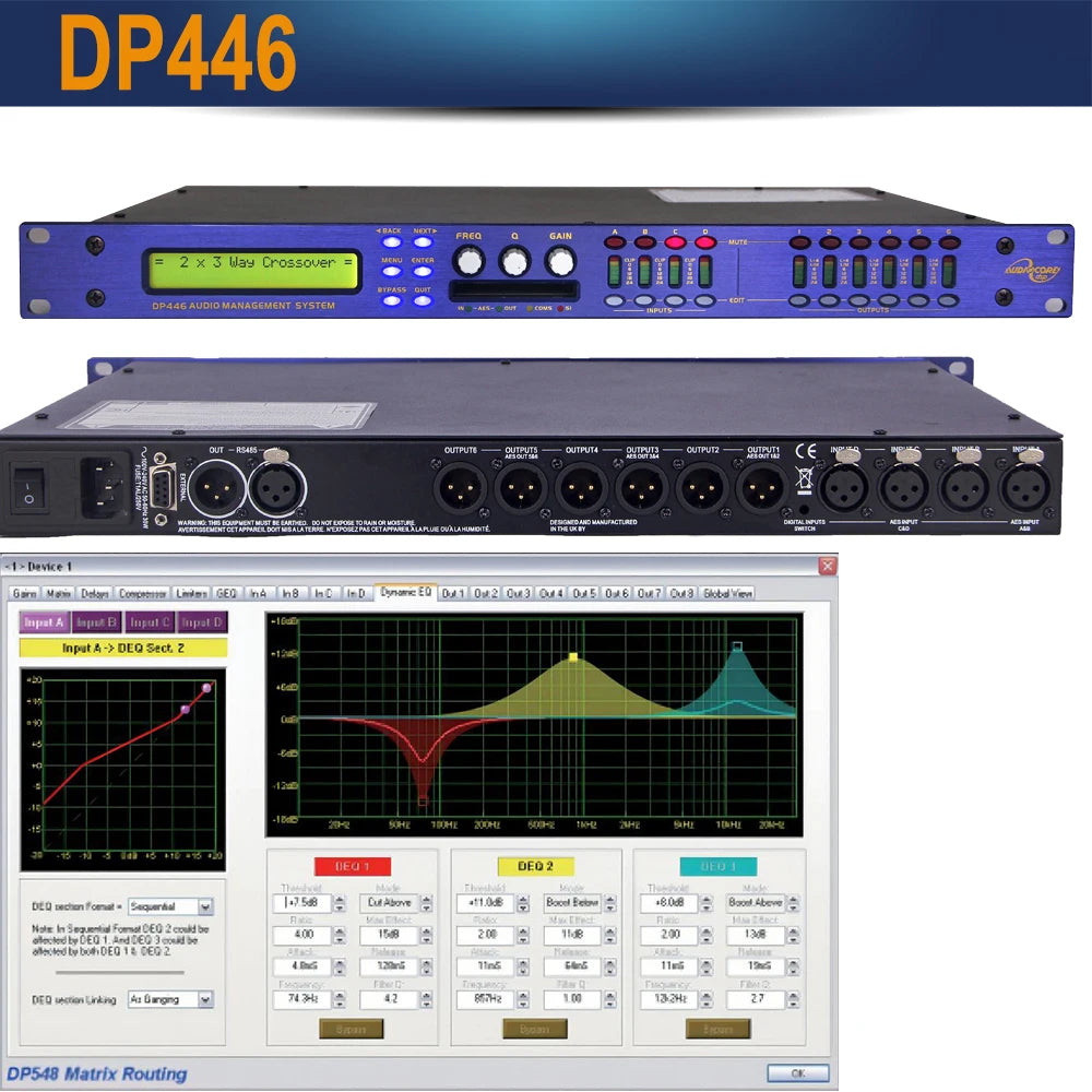 Pro Digital DSP Audio Processor DP446/DP448/DP548 Processor Compatible Original Software Audio Speaker Dynamic Management System