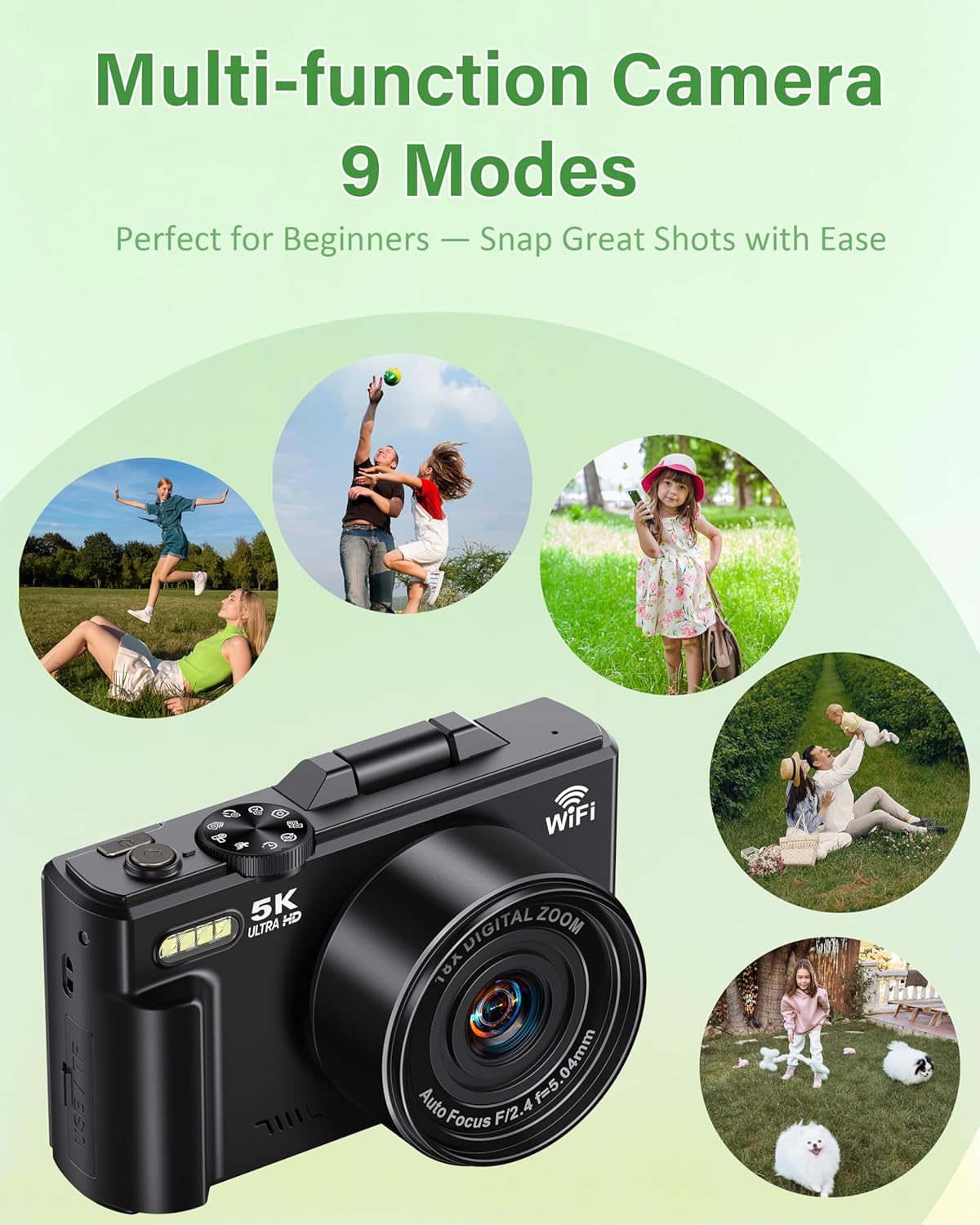 5K Digital Camera for Photography Autofocus 75MP Vlogging Camera for YouTube with SD Card, Compact Travel Camera for Teens with 18X Zoom, 32GB SD Card