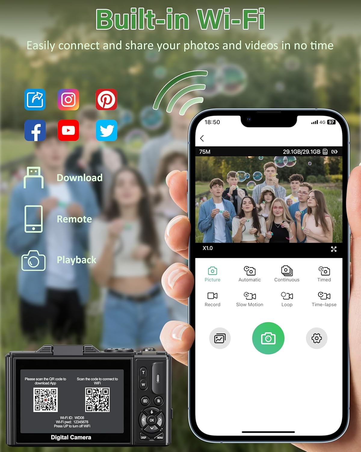 5K Digital Camera for Photography Autofocus 75MP Vlogging Camera for YouTube with SD Card, Compact Travel Camera for Teens with 18X Zoom, 32GB SD Card