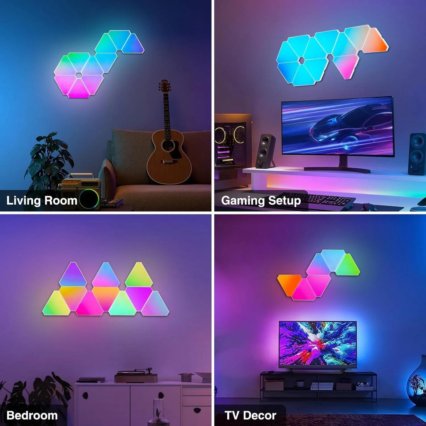 Smart Triangle Night Light For Wall Gaming Room Lights Decor WIFI LED Wall Light Music Sync For Gaming Setup