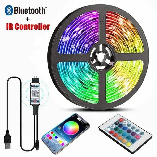 1-30m Bluetooth App RGB 5050 Led Strip Light  5V USB Led Tape Flexible Ribbon Diode Tape for TV Backlight Gaming Room Decoration