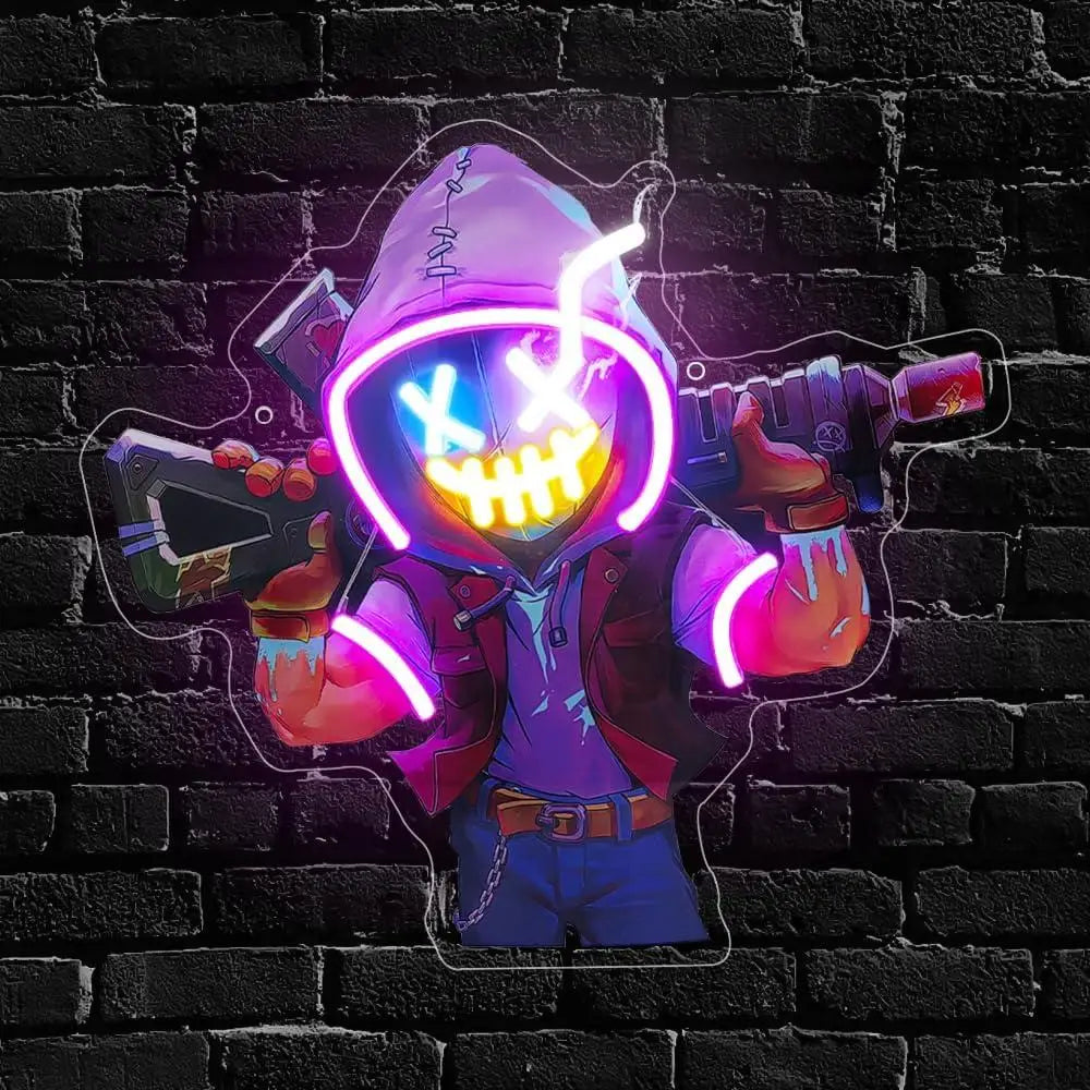 Anime Neon Sign Joker Clown Led Neon Light Signs for Bedroom Man Cave Party Gaming Room Decor Birthday Gifts for Gamer Man