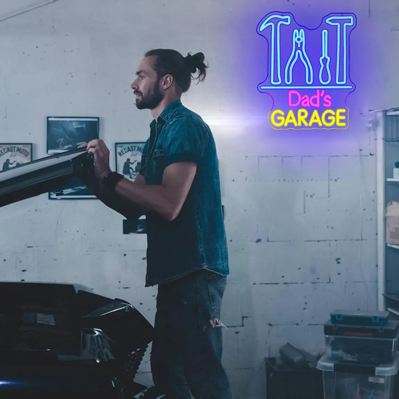 Dad's Garage Neon Sign USB Powered LED Light for Auto Repair Shop Gaming Room Bedroom Decoration Business Art Wall Light