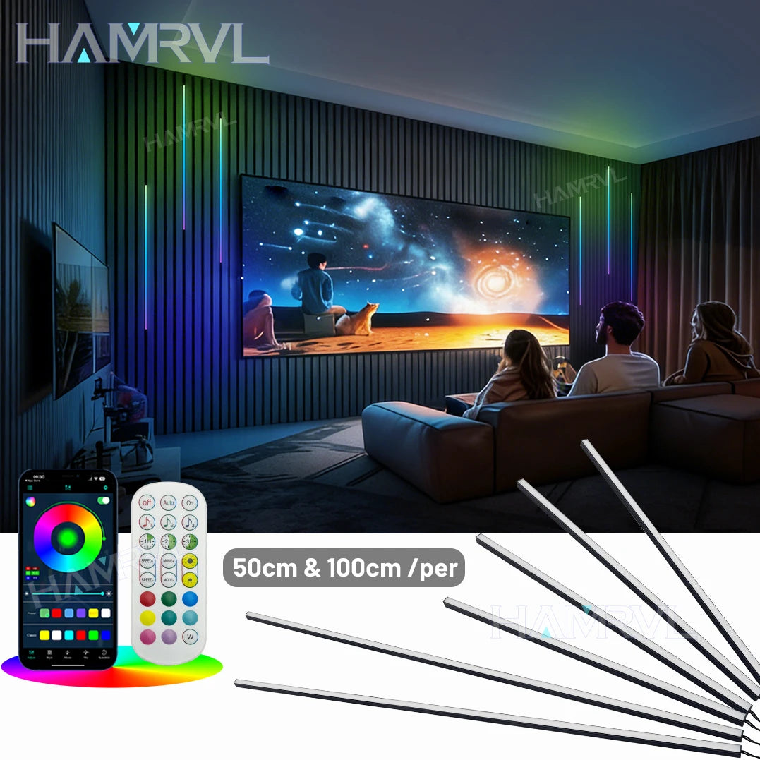RGB Recessed Magic Dream Color LED Lights for Wood Slat Wall Panel Game Room Deco Chasing Sound Music Sync Audio Rhythm Lighting