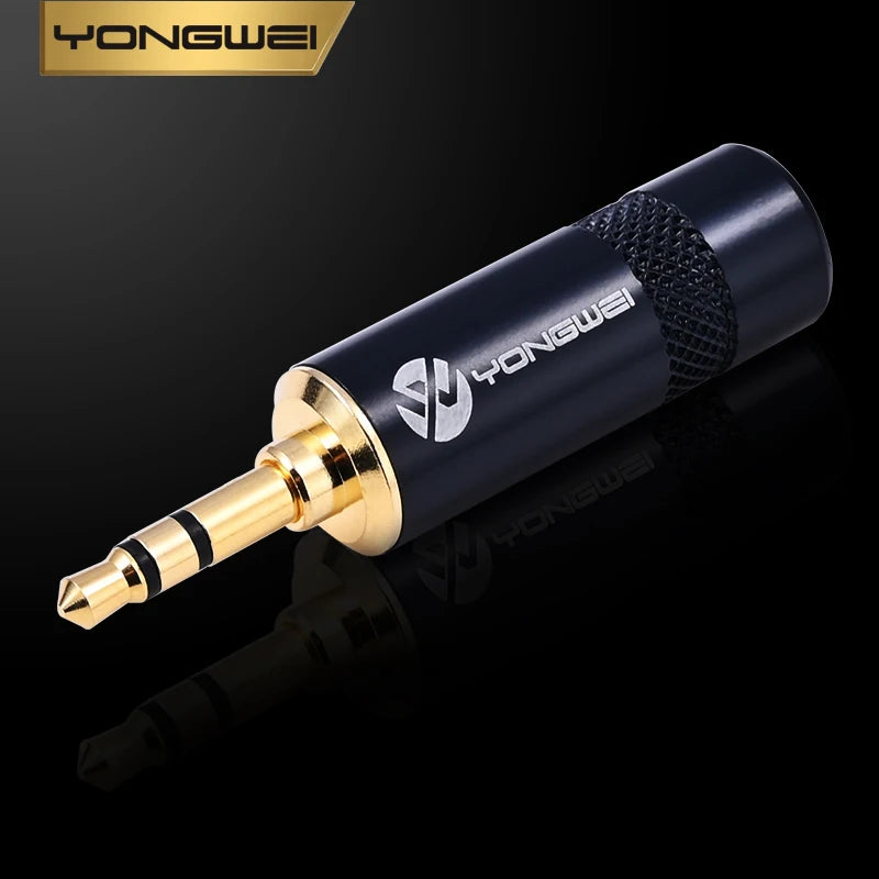 YONGWEI 3.5mm TRS gold plated audio plug 3.5 aux headphone car headset computer MP3 3-polos,  DIY welded female plug