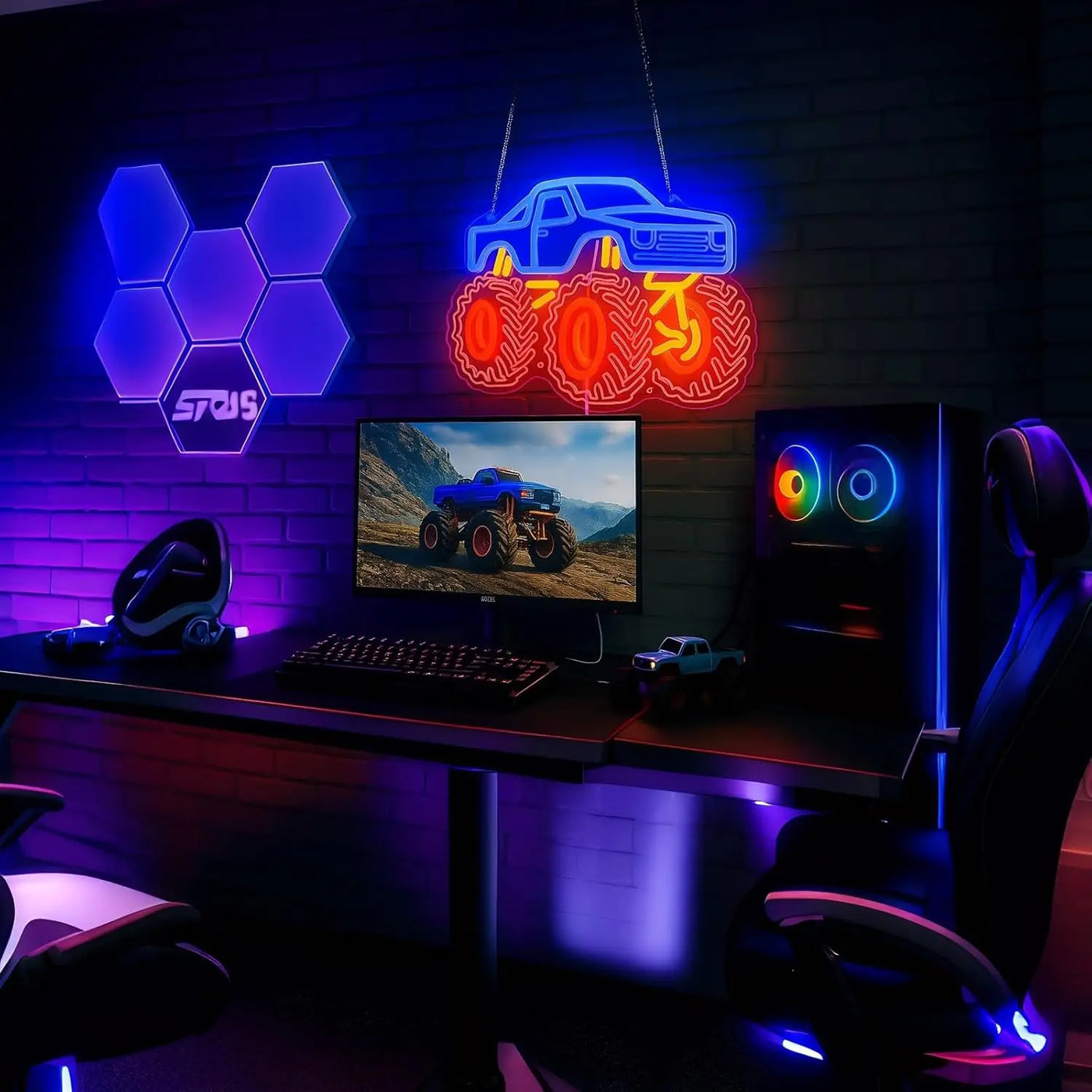 Truck Neon Sign USB Dimmable LED Neon Light for Home Shop Bar Party Gaming Room Bedroom Decorations Birthday Gift Wall Light