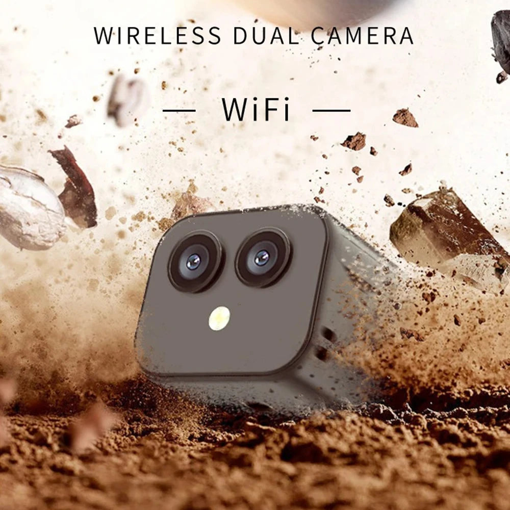 4K WiFi Camera Wireless Monitor Camera Dual Lens 170° Wide Angle APP Remote Two-Way Intercom Built-in Battery Magnetic Wireless
