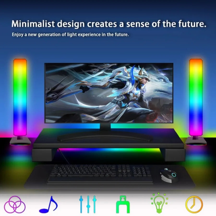 Smart Tuya RGB Gaming Atmosphere Light WIFI TV Game Computer Desktop Decor Desk Lamp  App Remote Control Car Music Rhythm Light