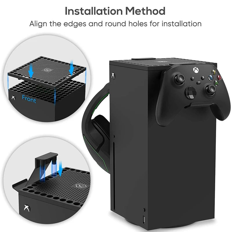 Aolion RGB Cooling Fan Host Dust Proof Cover Mesh Filter Jack Stopper Kit For Xbox Series X Game Console Handle Rack Accessories