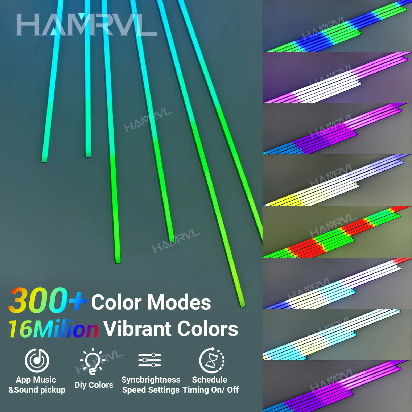 RGB Recessed Magic Dream Color LED Lights for Wood Slat Wall Panel Game Room Deco Chasing Sound Music Sync Audio Rhythm Lighting