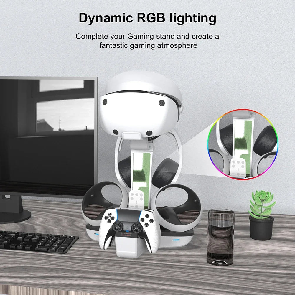 Charging Dock for PS5 PS VR2 Headset Stand Controller Charger Station LED Indicator Light Storage Helmet Earphones Bracket