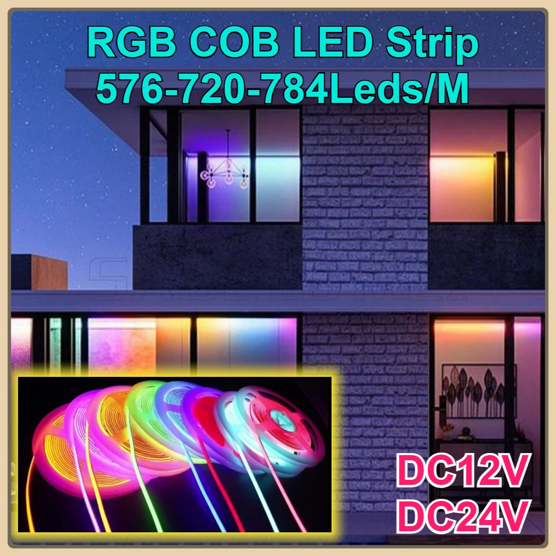 RGB Gaming Lights Strip DC12V 24V 576 720 784Leds/M TV Backlight COB LED Atmosphere Screen for KTV Bar Decor Game room Party 5M