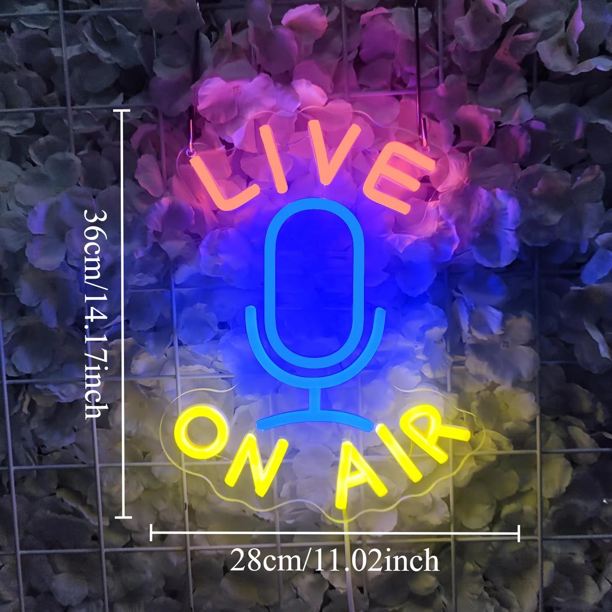 Live on Air Neon Sign LED Neon Light Sign Dimmable for Wall Decor Podcast Live Room Broadcast Room Music Studio Bedroom Decor