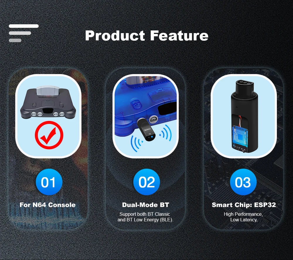 RetroScaler Blueretro Wireless Controllers Adapter For N64 Game Console To PS3/PS4/PS5/Xbox Series X/S Gamepad For Nintendo 64