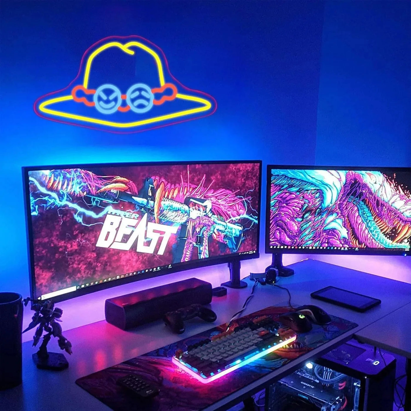 Gaming Neon Sign Light Anime Neon Light USB Powered Dimmable for Man Cave Bedroom Gamer Room Living Room Decor Anime Gift