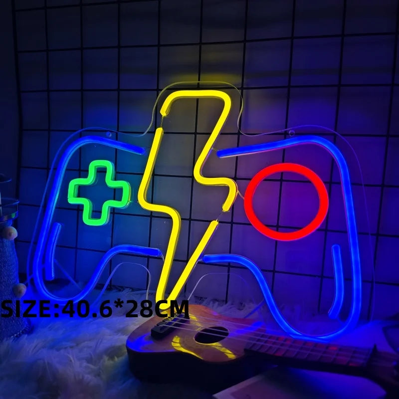 Game Neon Sign Gamepad Controller Neon Signs Gaming Wall Lights Decor for Game Room Lights Children Room Party Decoration lamp