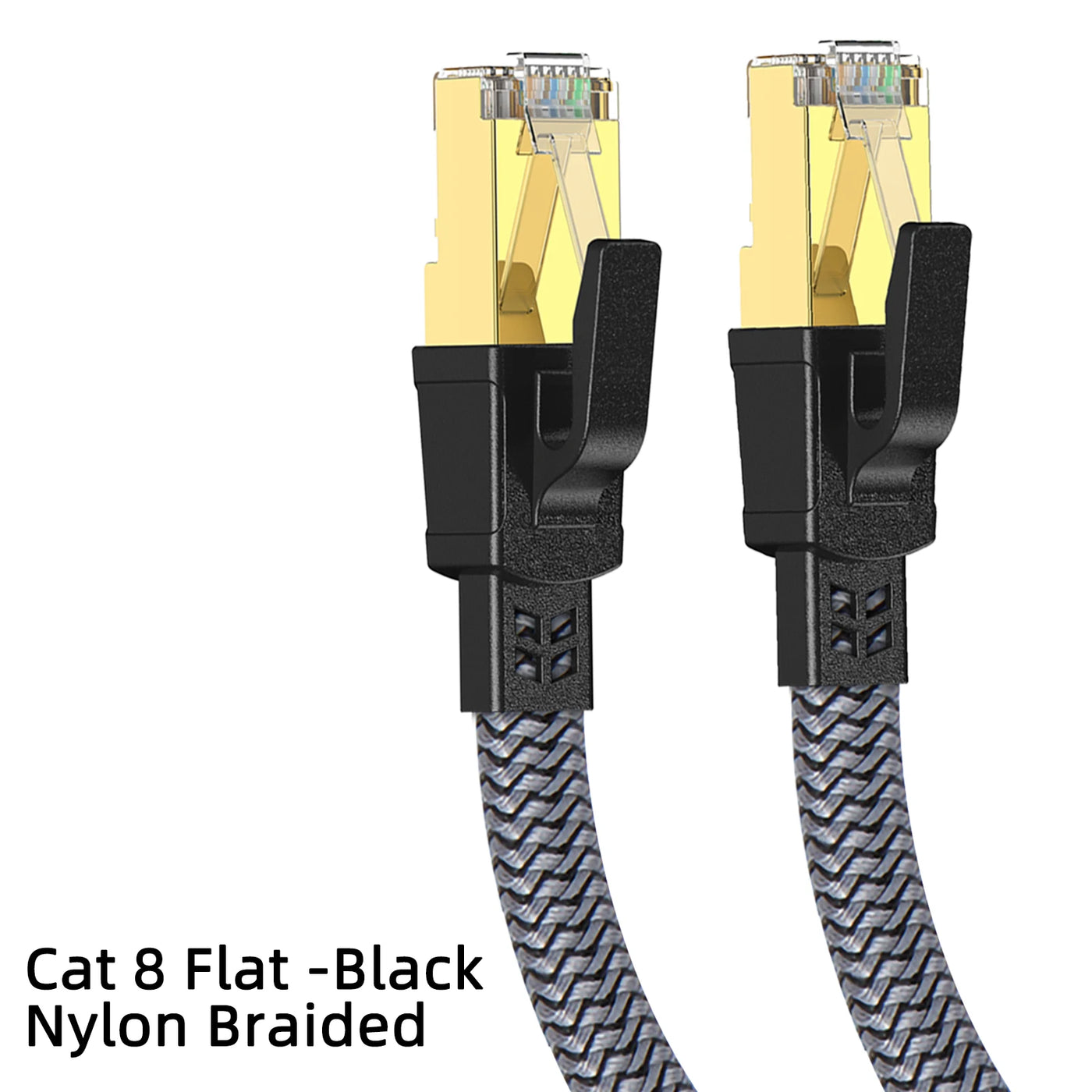 D-Sunty Ethernet Cable CAT8 40Gbps Nylon Braided Network Lan Cord for PC Modem Laptop PS 5 Router RJ45 Flat Cable Ethernet Cat 8